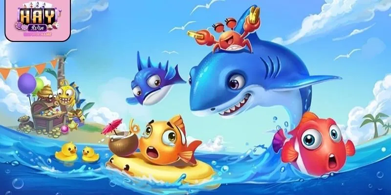 Giao diện trò bắn cá Haywin nhiều loại cá và hiệu ứng sinh động